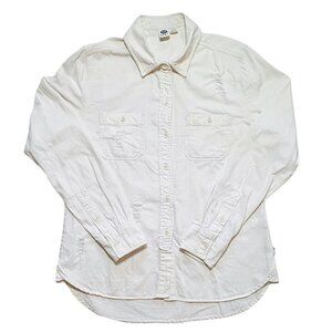 Roxy Women’s Medium Eggshell Distressed Button Up Long Sleeve Casual Shirt